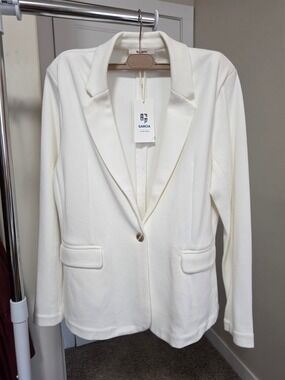 Garcia Cream White Blazer Jacket Single Button Size XL